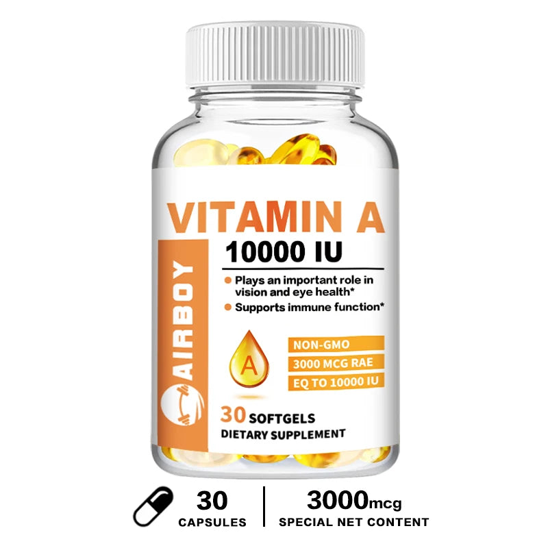 Vitamin A Capsules 3000mcg - Supports Healthy Vision & Immune System - Non GMO
