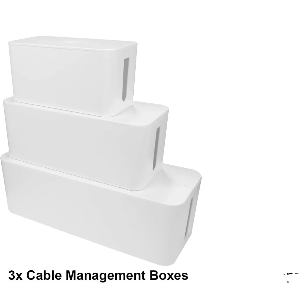 3 Pcs/Set Cable Management Boxes Organizer Strip Charger Wire Cable Storage Box Dust Large Storage Wires Keeper Holders