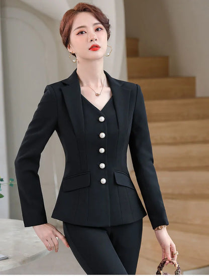 Office Formal Uniform Designs Women Business Suits Pant Suits With Pants Jacket Coat Professional Business Work Wear Blazers Set