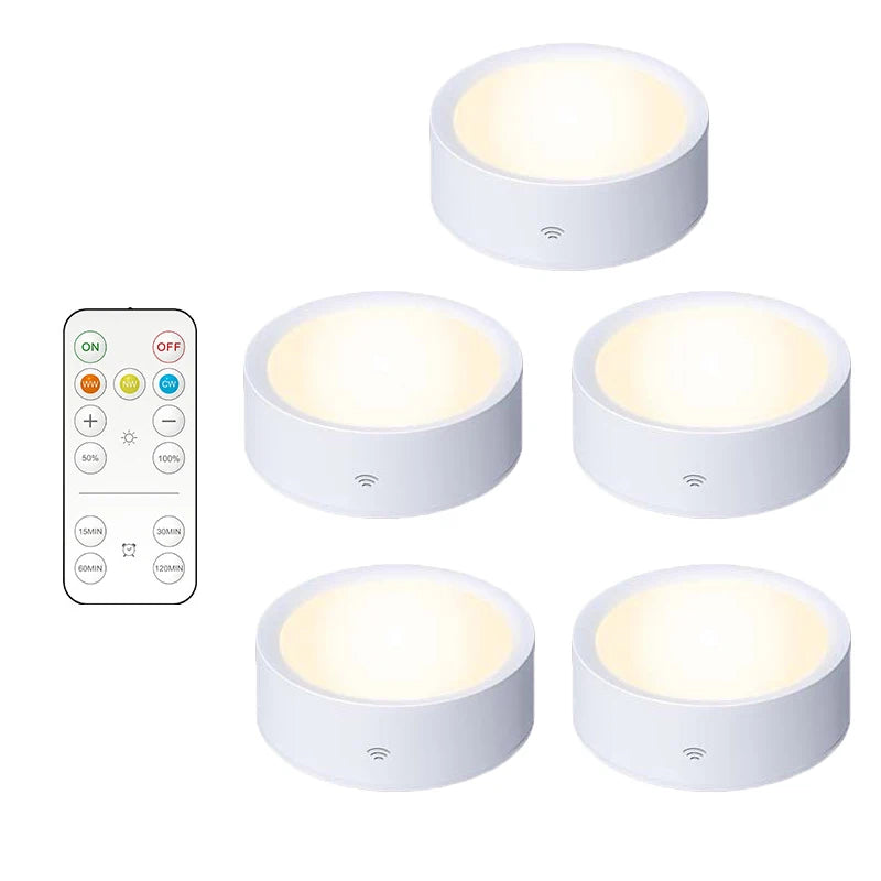 Smart Remote Control Cabinet Light Battery Powered Night Light Dimmable Warm/White Light Kitchen Light Closet Aisle Stairs Light
