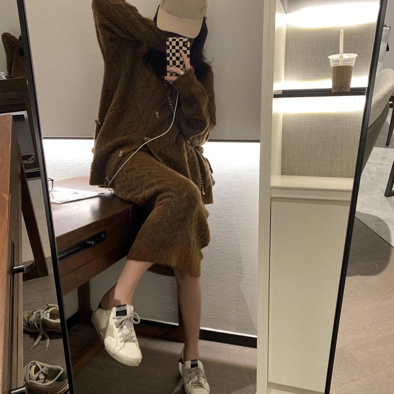 Women Sweater Winter 2 Piece Sets Elegnat Knitted Suits Female Sweaters Vintage Womens Skirt High Waist Autumn Vintage Vestidos