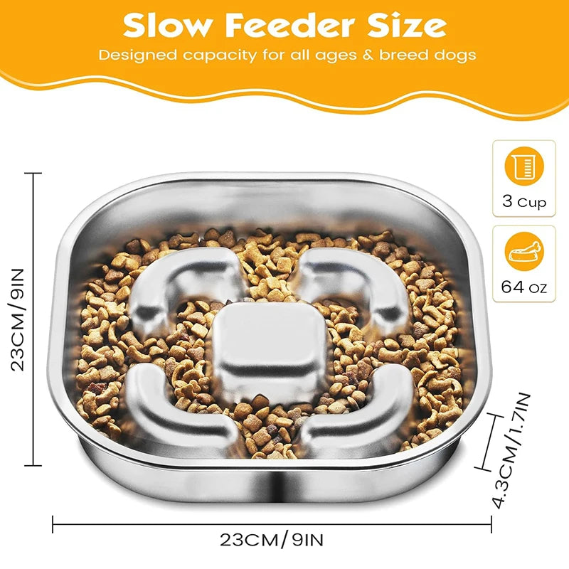 Dog Slow Feeder Bowls 304 Stainless Steel Dog Slow Feeder Bowl Available on Both Sides Slow Feeding Feeder Pets Cats Dog Bowls