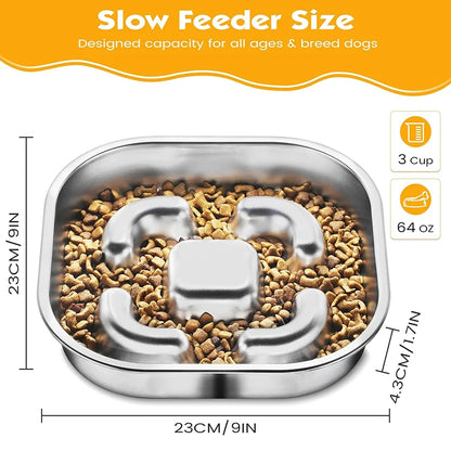 Dog Slow Feeder Bowls 304 Stainless Steel Dog Slow Feeder Bowl Available on Both Sides Slow Feeding Feeder Pets Cats Dog Bowls