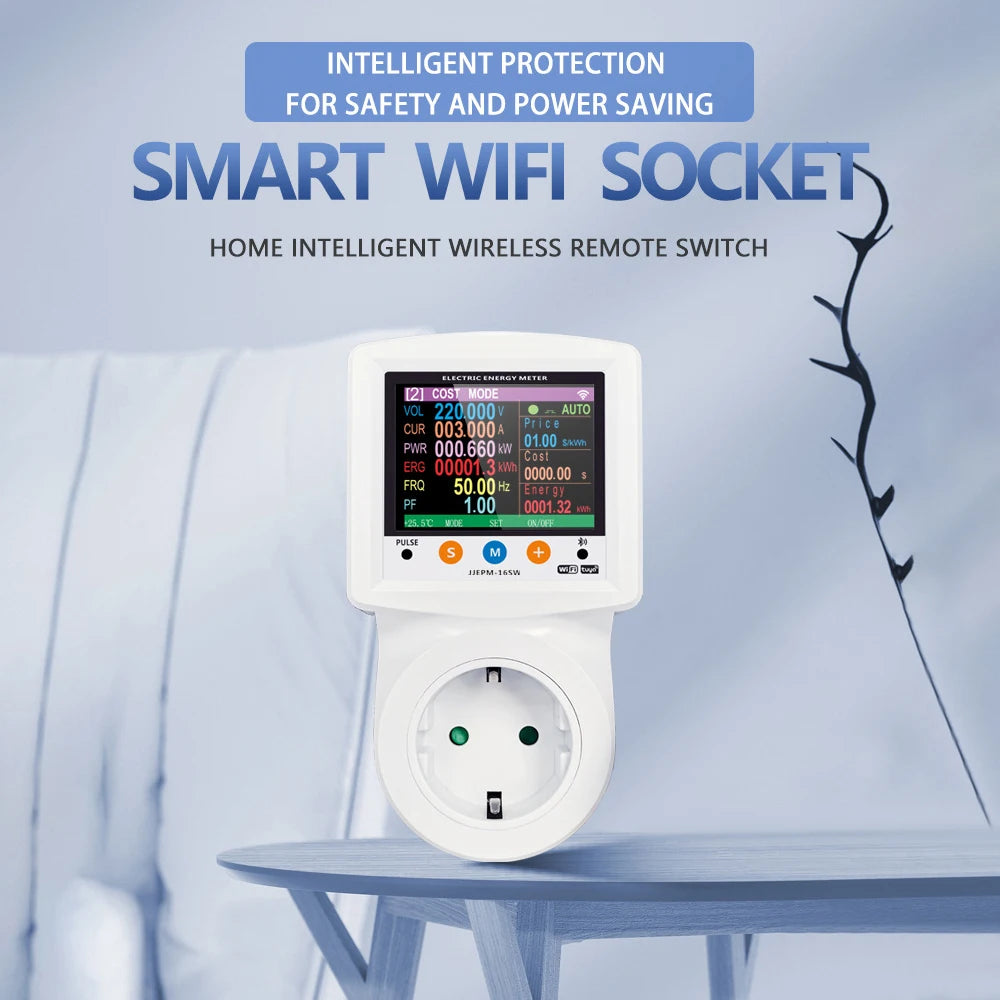 WIFI Smart Wattmeter Digital Power Meter Electricity Consumption Energy Meter Voltage Current Protection EU Plug Timer Switch
