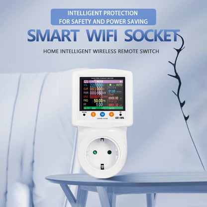 WIFI Smart Wattmeter Digital Power Meter Electricity Consumption Energy Meter Voltage Current Protection EU Plug Timer Switch
