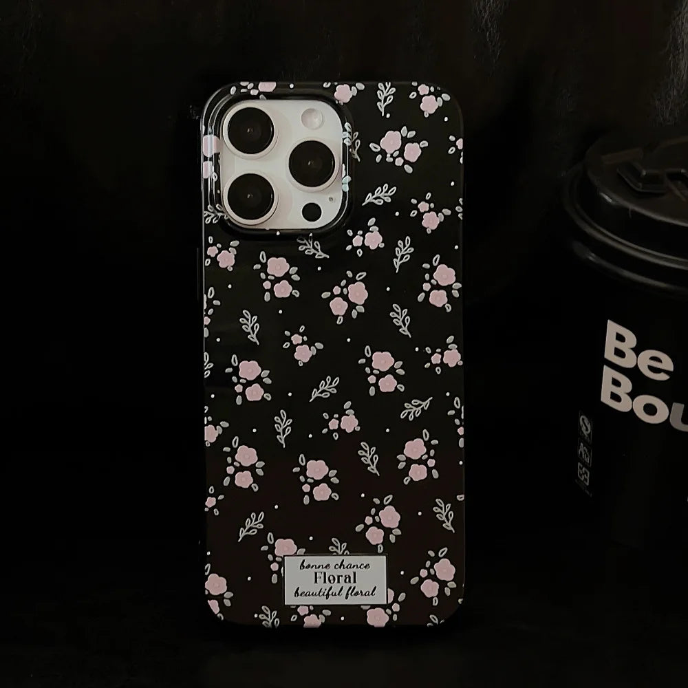 Korean Cute Flower Phone Case  For iPhone 16 15 14 13 12 11 Pro Max XS XR 7 8 Plus SE Mini Soft Shockproof Protective Back Cover