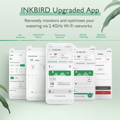 INKBIRD IIC-800-WIFI EU Plug Smart Sprinkler Controller 8 Zones Indoor/Outdoor Irrigation 2.4GHz Wi-Fi Supports Manual Mode