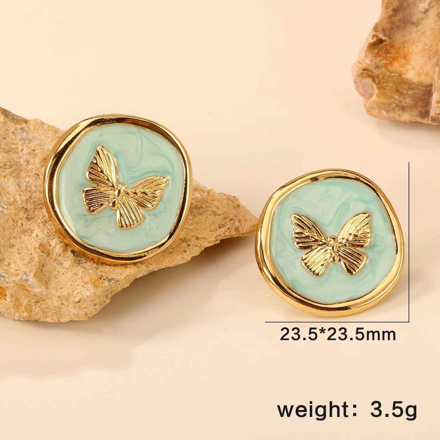 LUXUSTEEL Irregular Vitality Earrings Butterfly Women Stud Earrings Round Stainless Steel Female Ear ring Elegant Jewelry Gift