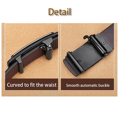 Luxury Fashion Men's Belt Men's Genuine Leather Belt Automatic Buckle Ratchet Belt Random Adjustment Belt Women Waist Belt