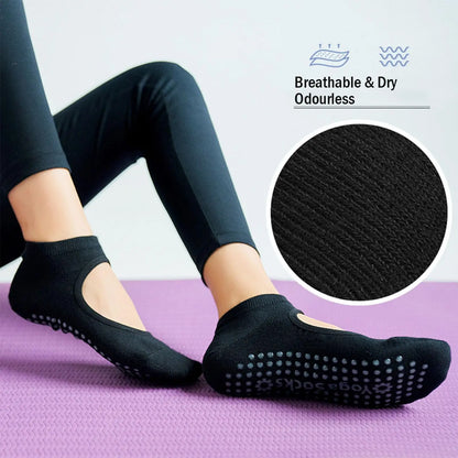Yoga Socks Women Professional Pilates Socks Anti-Slip Breathable Backless Ankle Ladies Ballet Dance Sports Socks for Fitness Gym