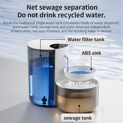 HHO-3L Wireless Pet Water Fountain Rechargeable Dump Water Feeder Timed Smart No Filter Required