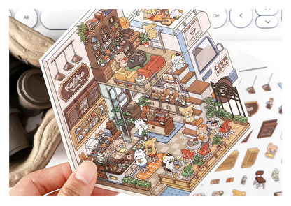 Creative Design Outdoor Scene Sticker for Student Cute Cartoon DIY Decor Landscaping Sticker Scrapbook Journal Student Sticker