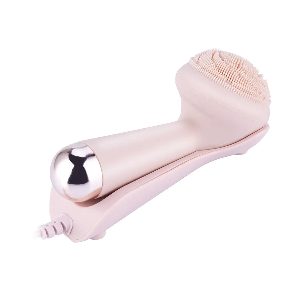 Electric Silicone Facial Brush Cleaner Vibration Roller Massage Pore Cleansing Instrument Waterproof Rechargeable Beauty Tool