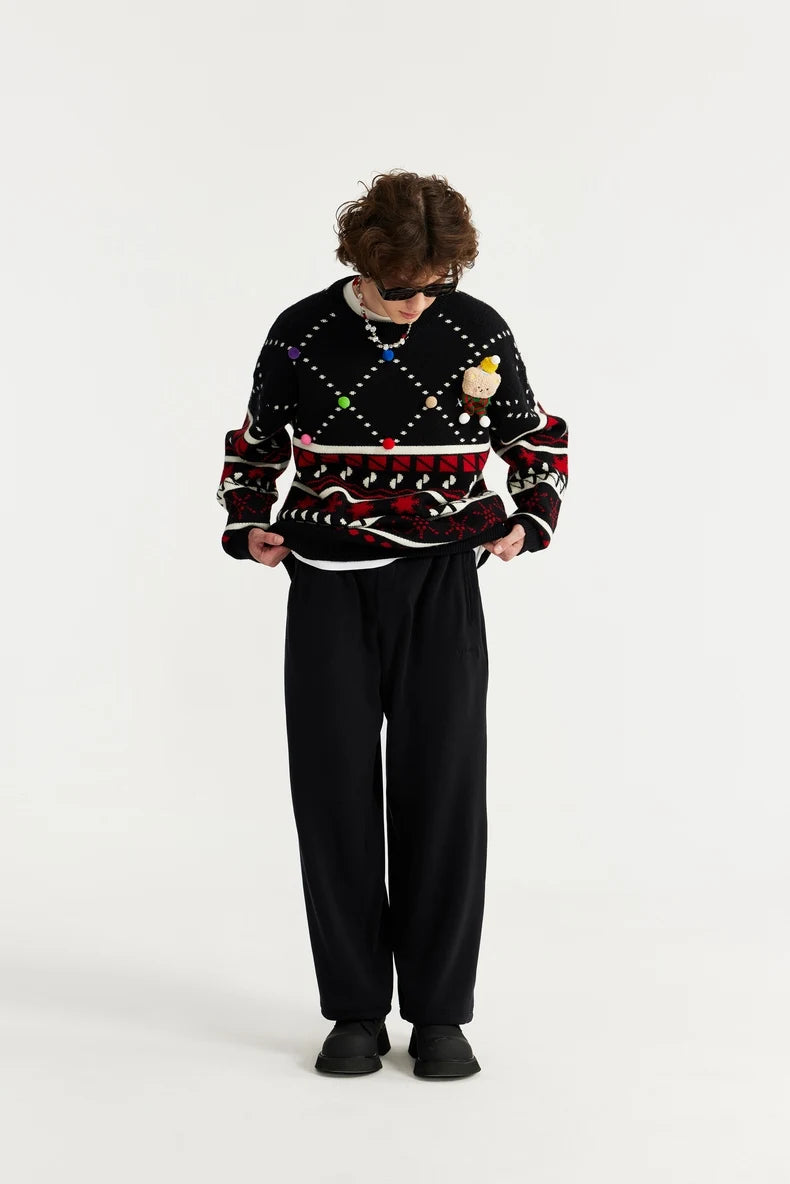 INFLATION Winter Thick Fleece Straight Leg Pants Unisex Matching Velvet Warm Sweatpant Mens Trousers