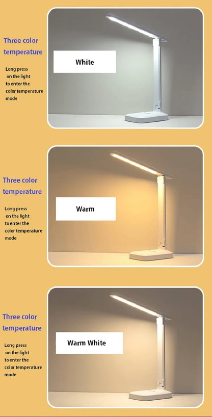 LED Table Lamp Eyes Protection Touch Dimmable LED Reading Light Student Dormitory Bedroom Reading USB Rechargable Desk Lamp