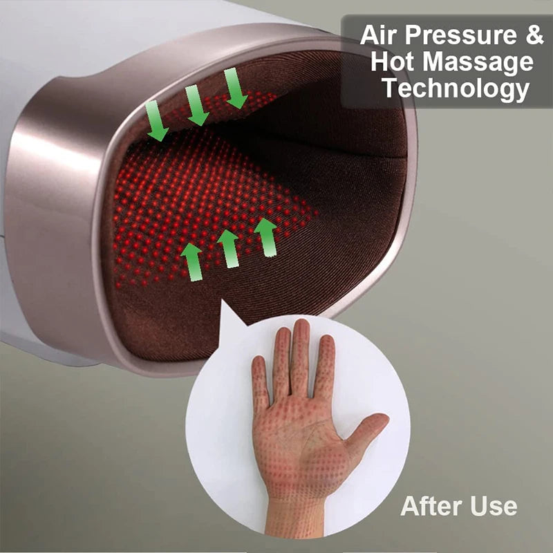 Cordless electric handheld massager with heat and pressure point therapeutic massager suitable for carpal tunnel