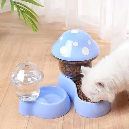 Cat Pet Automatic Feeder Water Dispenser Cute Mushroom Large Capacity Food Container Anti Spill Pet Bowl Water Storage supplies