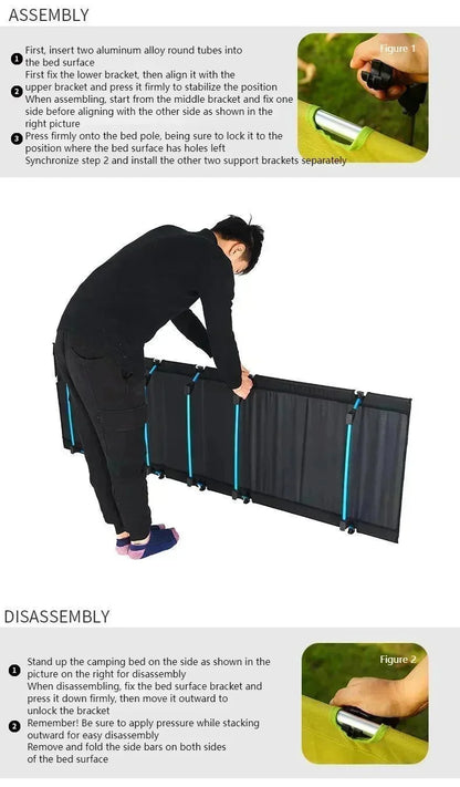 Outdoor Lightweight Folding Bed Portable Camping Bed Simple Military Bed Accompanying Lunch Bed Camping Simple Leisure Bed