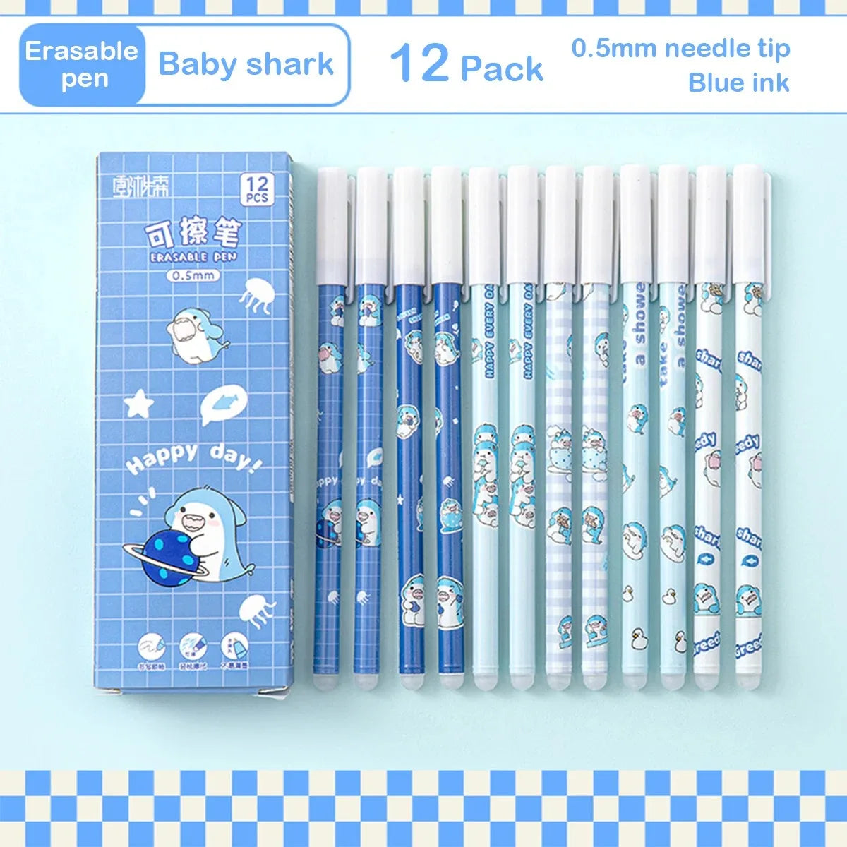 12PC 0.5mm Syringe Erasable Pen Korean Stationery Simple Kawaii Writing Pen Student Stationery Cultural and Educational Supplies