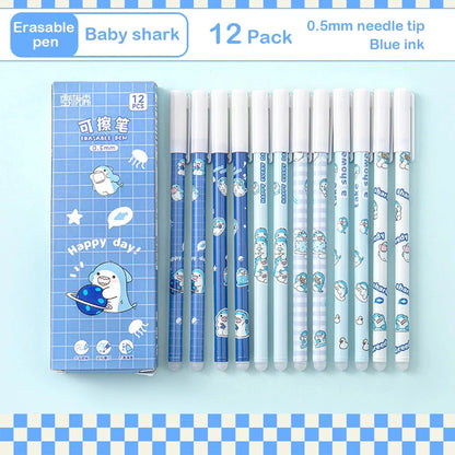 12PC 0.5mm Syringe Erasable Pen Korean Stationery Simple Kawaii Writing Pen Student Stationery Cultural and Educational Supplies