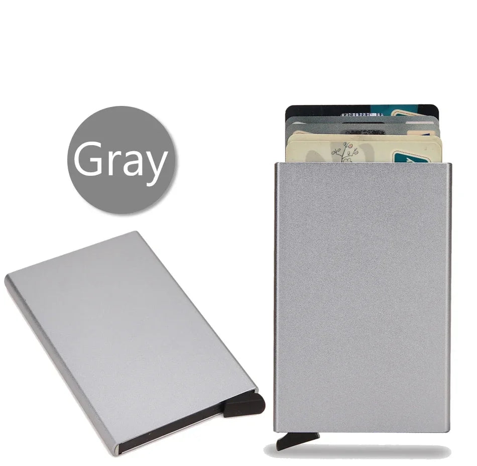 Anti Rfid Blocking Smart Wallet for Men Women ID Bank Credit Card Holder Metal Thin Slim Women Wallets Pop Up Minimalist Purse