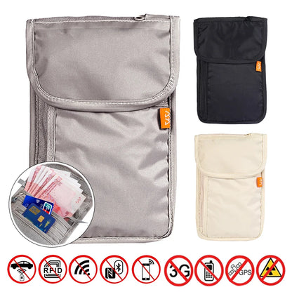 RFID Blocking Travel Bag Passport Holder Phone Wallet Card Organizer Storage Bag Multi-Pockets Anti-theft Pouch Faraday Bags