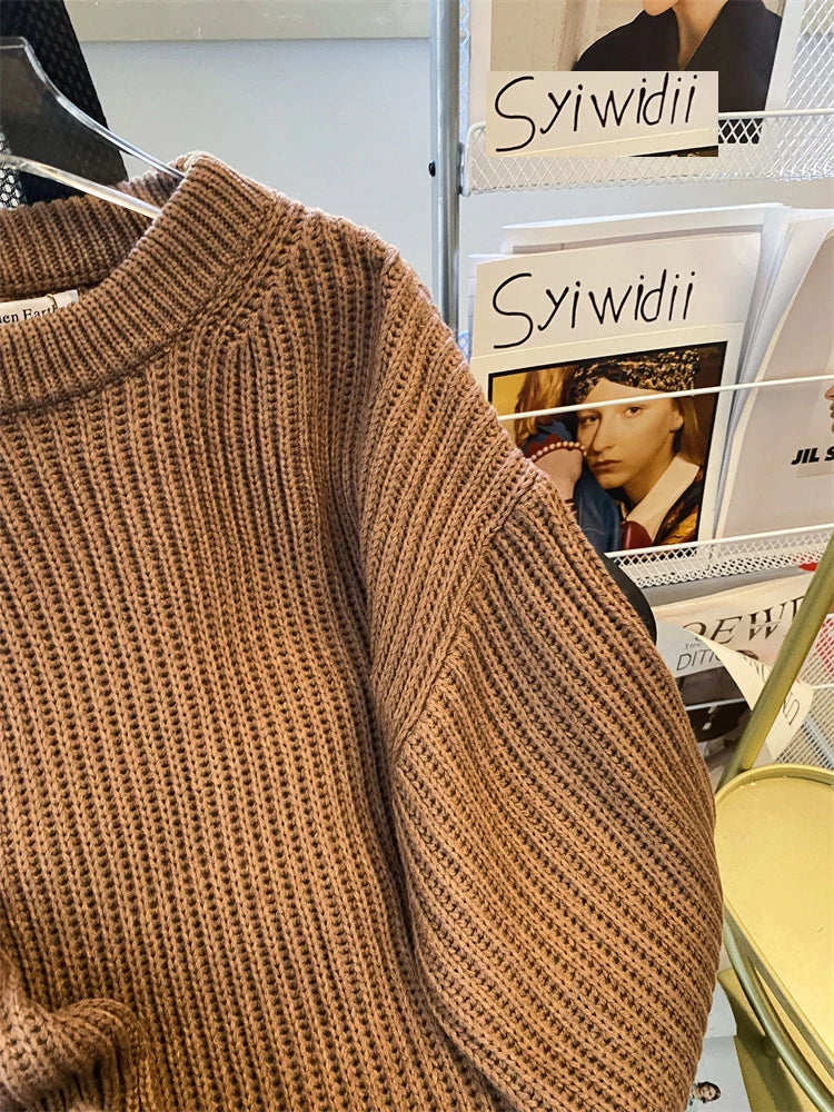 Syiwidii Oversized Sweaters for Women Knit Pullover Spring Autumn Winter Long Sleeve Causal Fashion Elegant Ladies Loose Jumpers