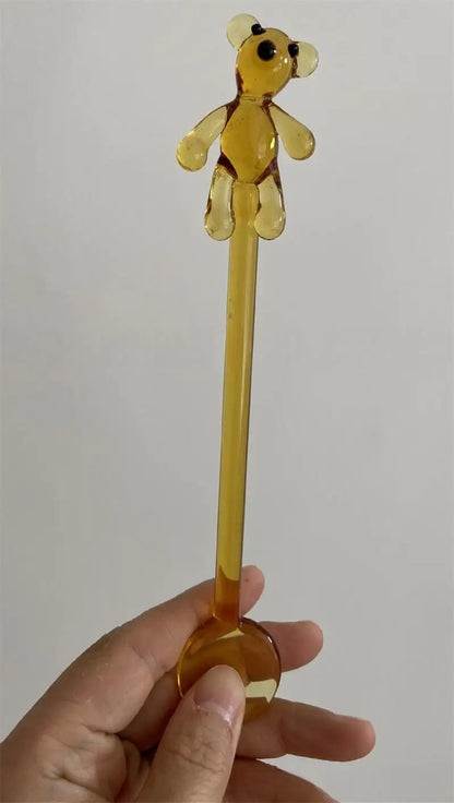 Calla Lily Animals Cartoon Bear Glass Spoon Dessert Spoon Coffee Glass Stir Spoon  Long Handle Spoon Yogurt Spoon