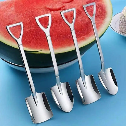 4pcs/Set Shovel Spoon Shovel Spoon Stainless Steel Tea Spoon Creative Coffee Spoon Household Eating Watermelon Shovel Spoon Ice