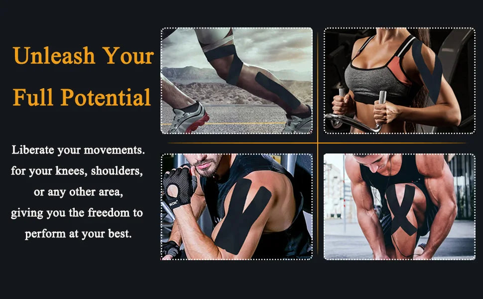 4 Rolls Kinesiology Tape Pro Athletic Sports Tape 80 Precut Strips Sports Waterproof Breathable Latex Free Elastic Sports Tape