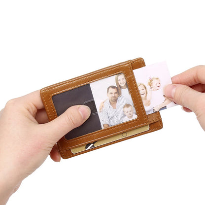 SCHLATUM Genuine Leather RFID Slim Minimalist Card Holder High Quality Apple Airtag Protective Case Men Business Wallet