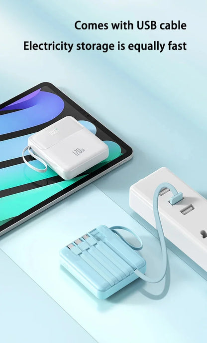 Portable Power Bank 50000mAh 120W Super Fast Charging Mobile External Battery With Four Cable Charger Suitable For iPhone Xiaomi