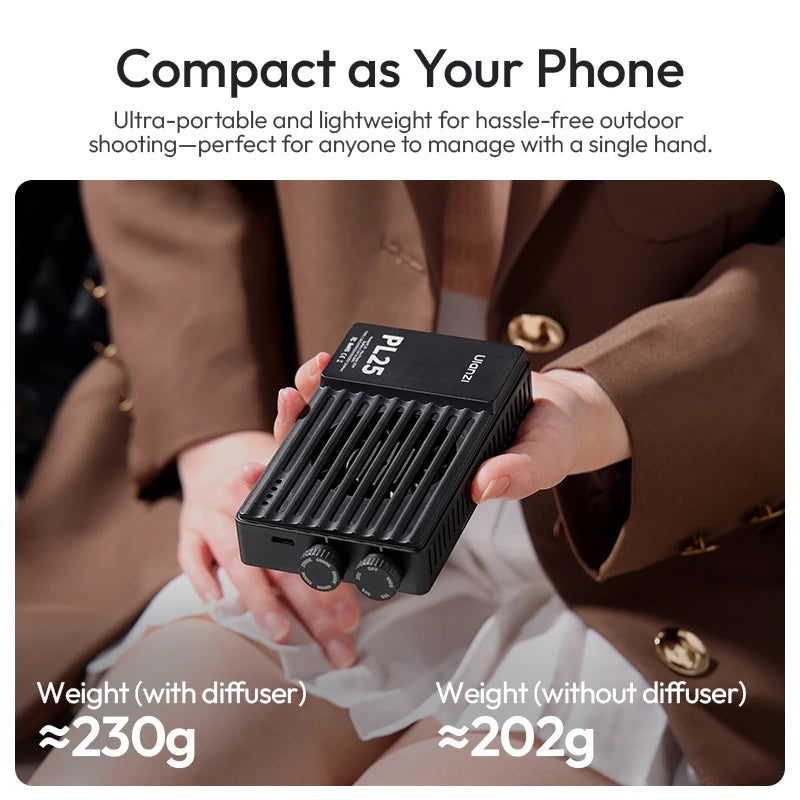 ULANZI PL25 25W LED Panel Light 2700K-6500K CRI 96+Type-C Fast Charging Studio Photography Light for Phone Camera Vlog Shooting