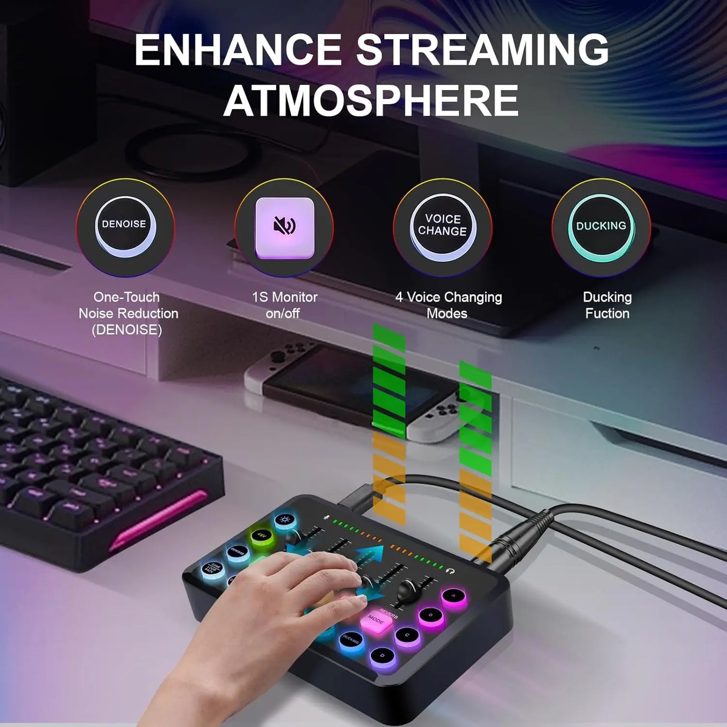 F11 Live Sound Card Streaming 5-Channel Mixer Sound Card Audio for Game Voice Podcast Live Streaming Kit Podcast Accessories Par