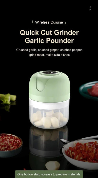 Electric Mini Garlic Chopper Portable USB Vegetable Chopper Onion Mincer Food Processor for Chili Fruit Meat Kitchen Supplies