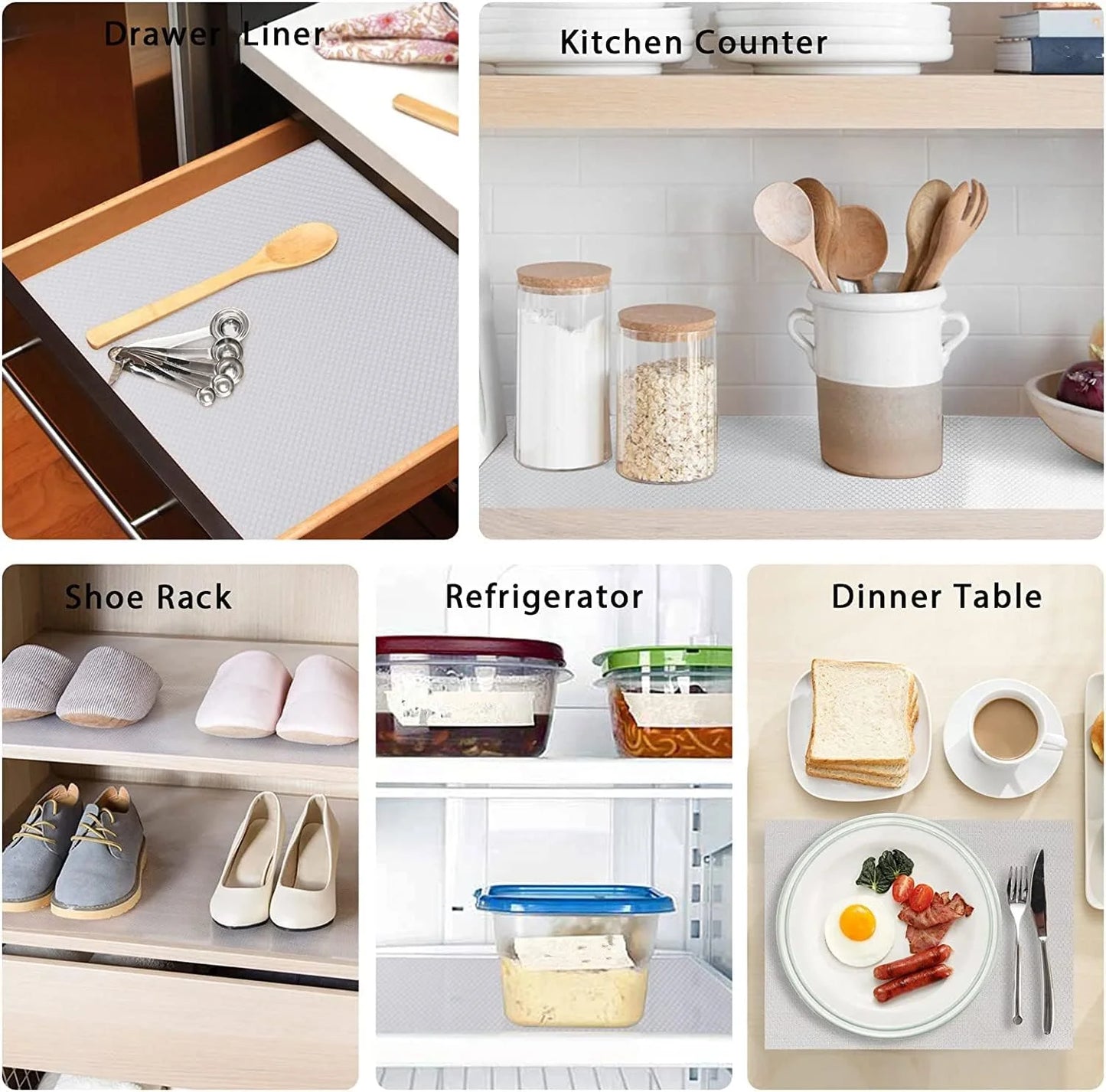 EVA Drawer Liner - Thickened Waterproof Shelf Paper for Kitchen Cabinets, Wardrobes & Shoe Storage (Oil/Mold Proof, Non-Slip)