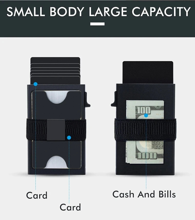 Custom Aluminum RFID Blocking Wallet Anti-Theft Credit Card Holder Fashion Leather ID Badge Decorative Metal Business