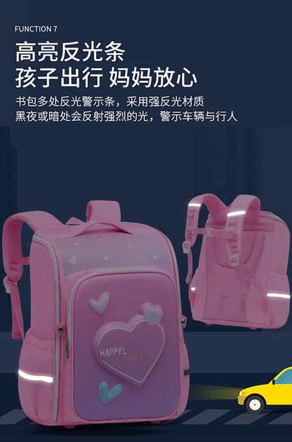 primary school bags for girls cute cartoon love heart pink school backpack student bookbag elementary school kids backpack