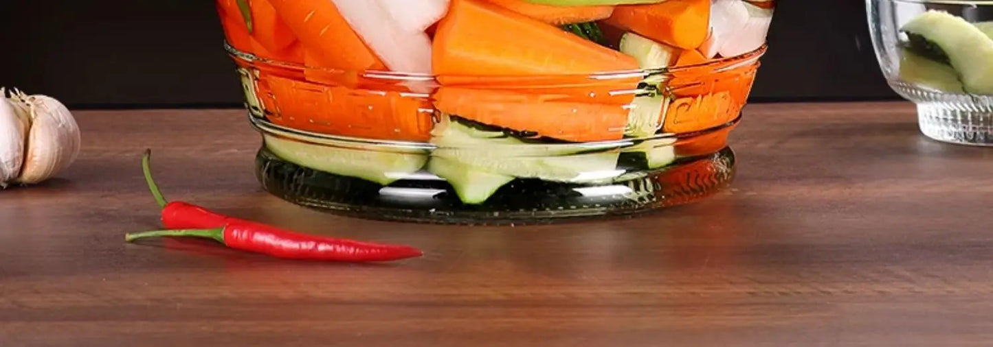 Traditional Fermenting Kit Crock with Water Seal Airlock Lid, for Pickles Kimchi Sauerkraut,Glass Jar with Lid Fermentation Jar