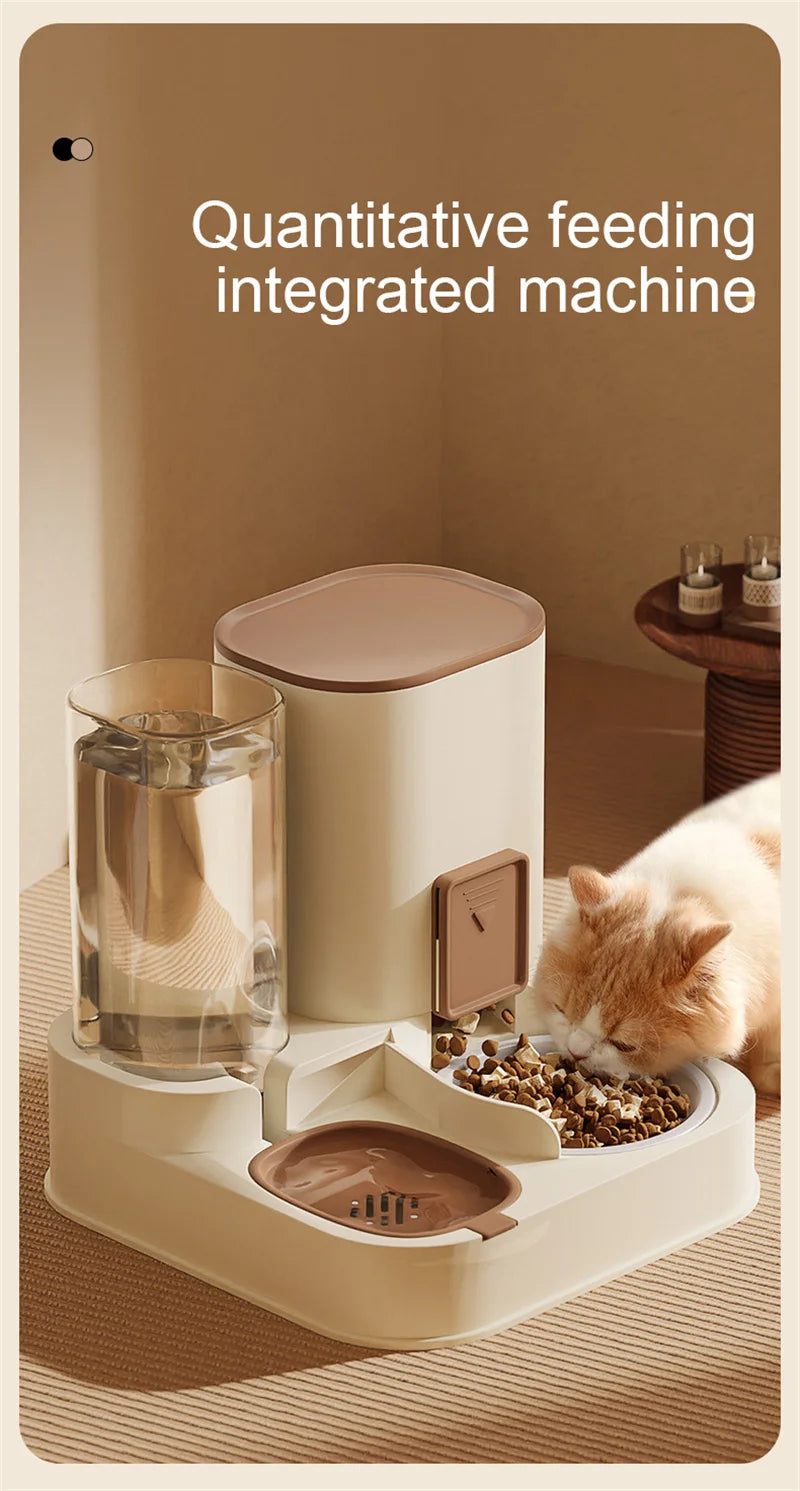Pet Cat Automatic Feeder, Water Dispenser, Large Capacity Dry Wet Separation Food Container, Pet Supplies
