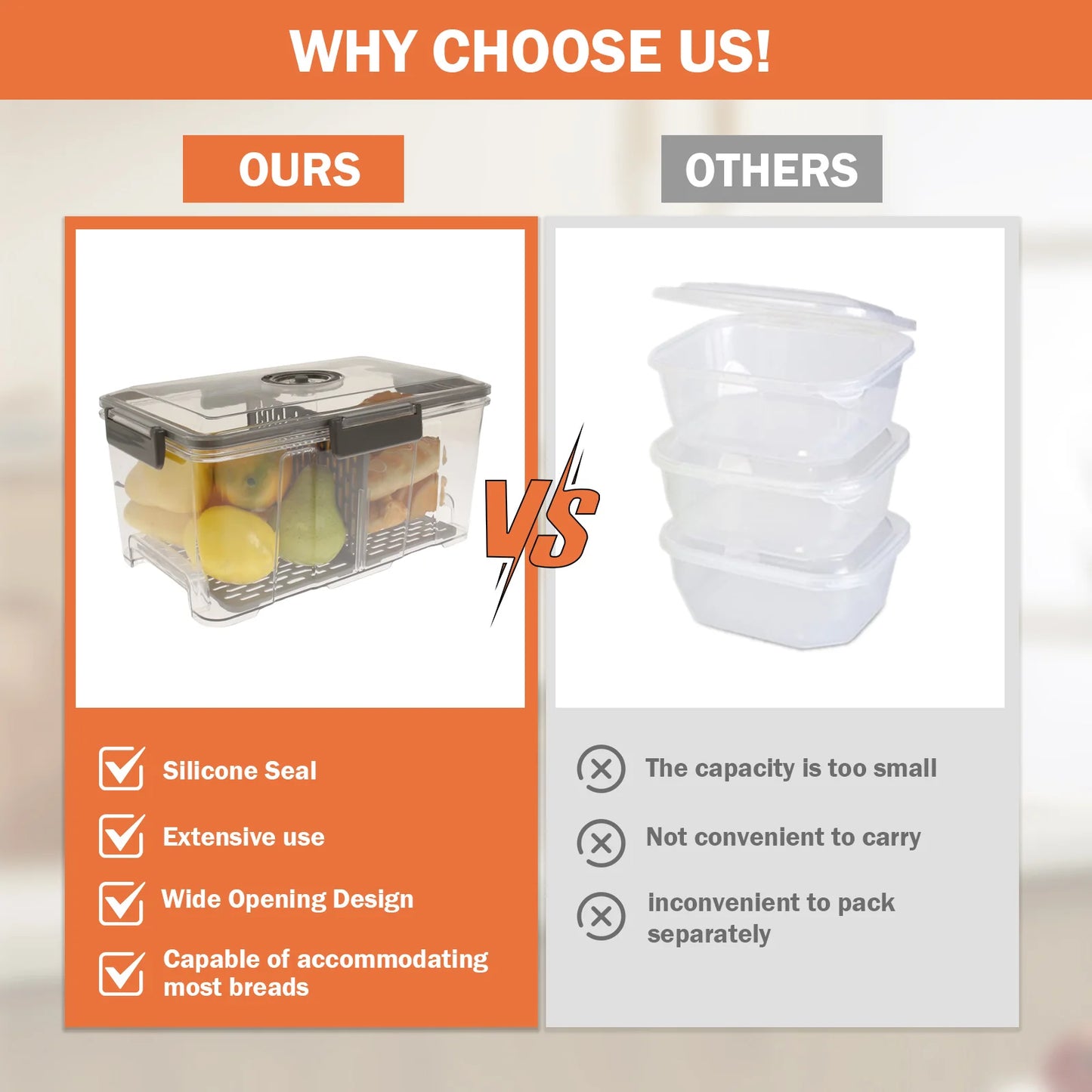 Bread Box Rectangular Airtight Bread Storage Container Bread Keeper Time Recording Bread Holder with Vacuum Pump for Kitchen New