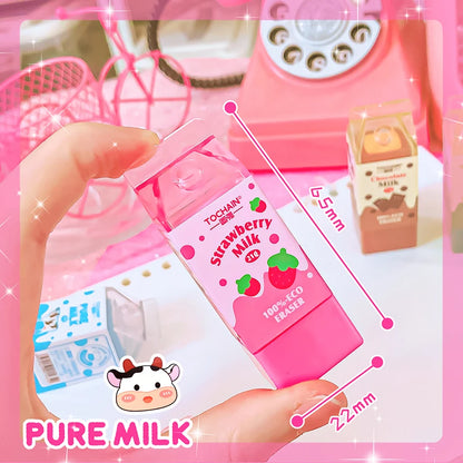 Kawaii stationery items School teacher gift Office Supplies classroom back to school Milk Carton Rubber Erasers cute things
