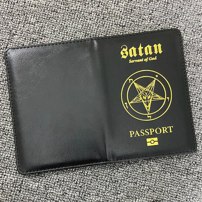 Satan Servant of God Passport Holder Pu Leather Passeport Case Travel Wallet Covers for Passports