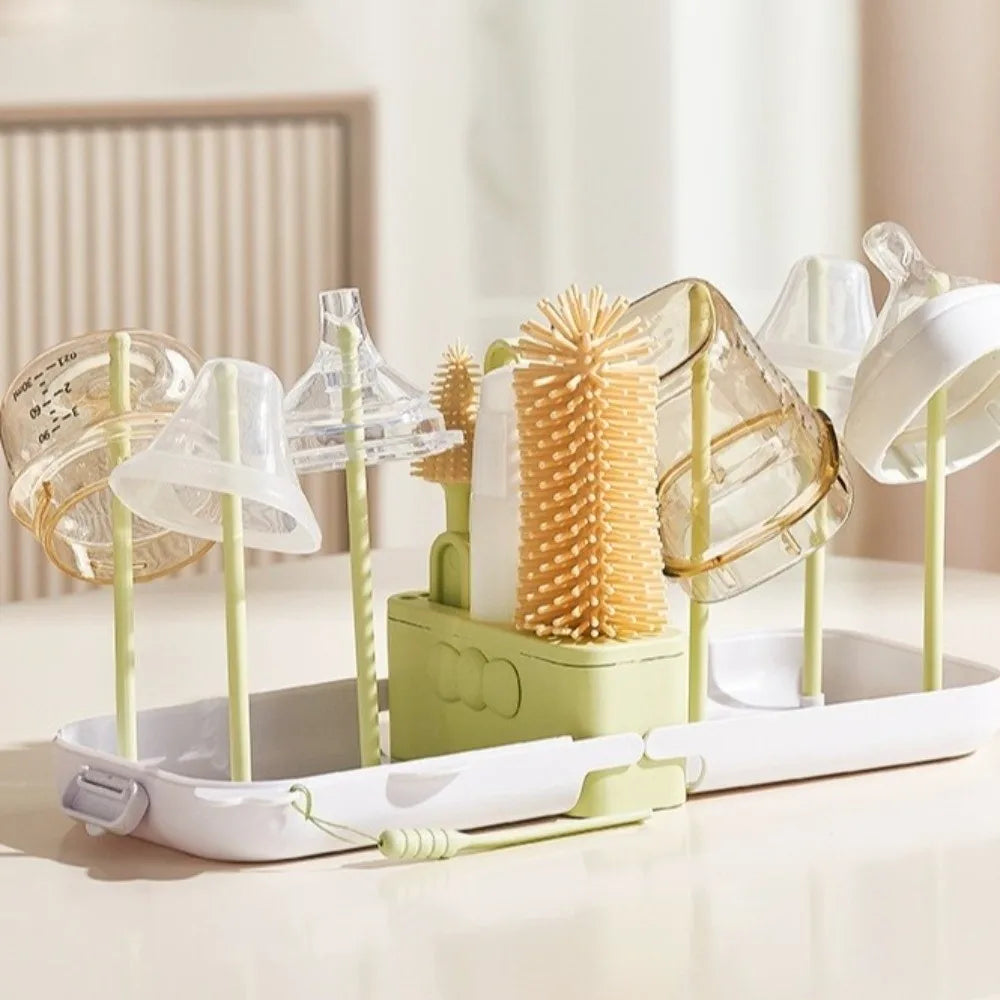 Silicone Baby Bottle Brush Set Soft Bristles with Storage Box Cup Cleaning Brushes Flexible Feeding Bottle Cleaners Newborn Care