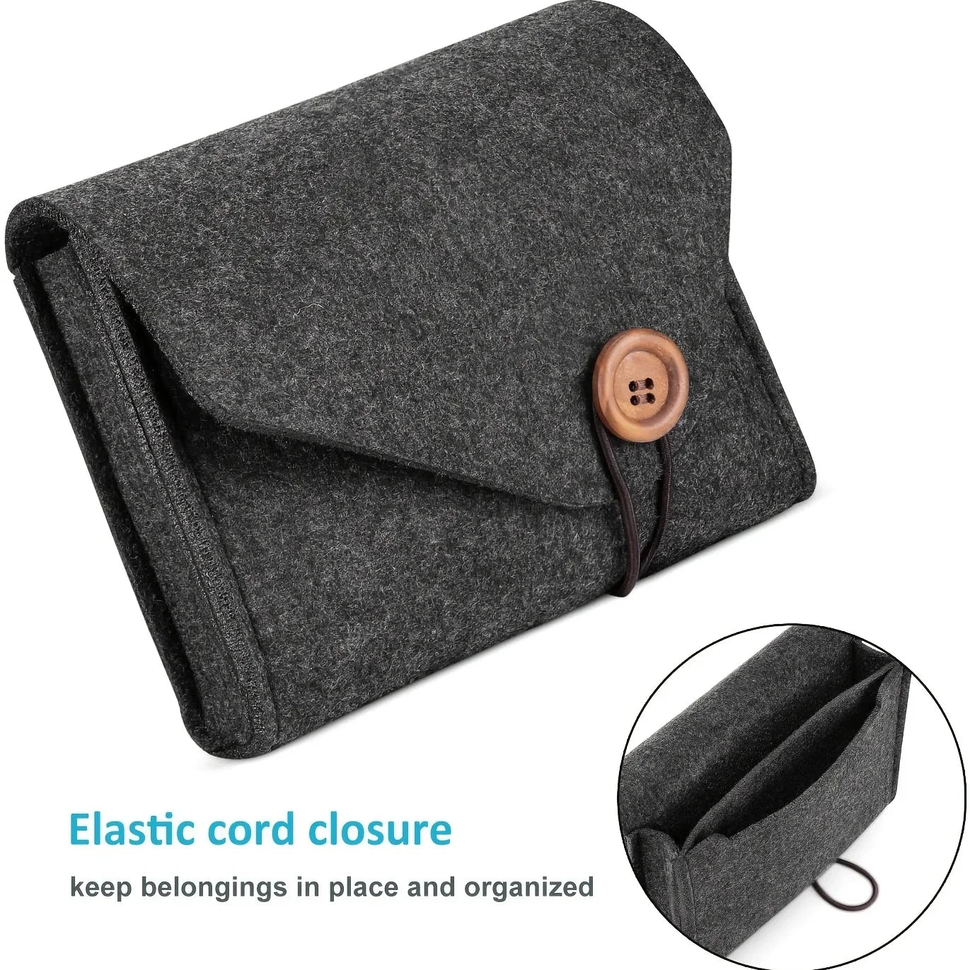 Portable Felt Electronics Accessories Organizer - Power Adapter & USB Cable Storage Case for Travel
