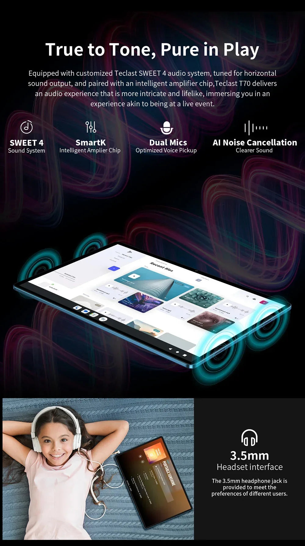 Teclast T70 Tablet MTK G99 Octa-Core 14inch FHD IPS Display 8GB RAM 256GB ROM Android 14 WIFI5G 10000mAh 13MP+8MP 4G Dual SIM