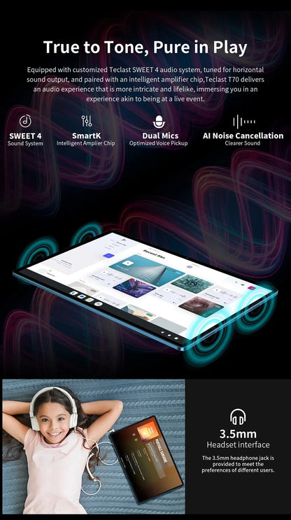 Teclast T70 Tablet MTK G99 Octa-Core 14inch FHD IPS Display 8GB RAM 256GB ROM Android 14 WIFI5G 10000mAh 13MP+8MP 4G Dual SIM