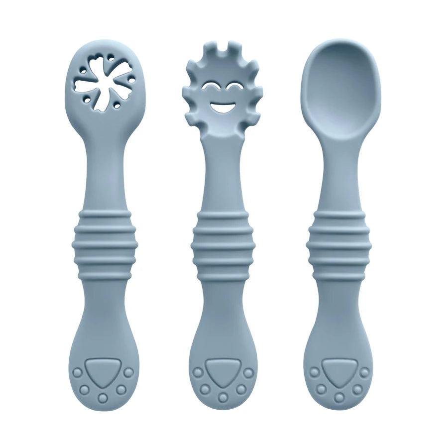 3Pcs/Set Mother Kids Baby Silicone Spoon Fork Bebeb Feeding Food Baby Stuff Toddler Learn To Eat Training Baby Items