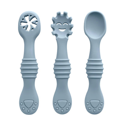 3Pcs/Set Mother Kids Baby Silicone Spoon Fork Bebeb Feeding Food Baby Stuff Toddler Learn To Eat Training Baby Items