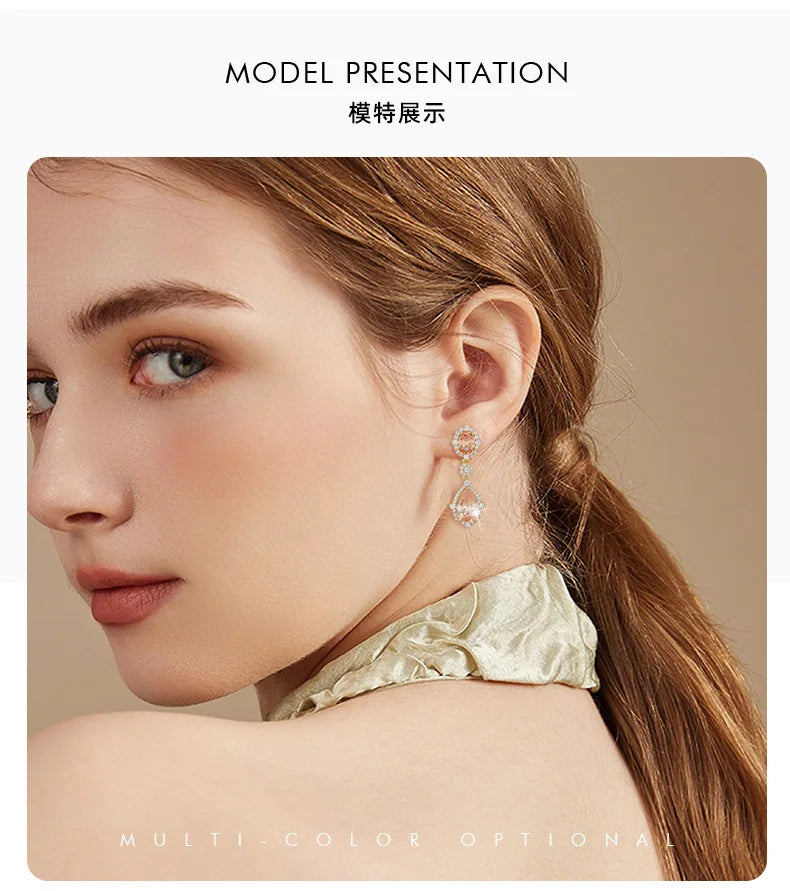 Fashion necklace accessories women's earring Jewelry sets bride's wedding zircon water drop girls earrings for women jewellery